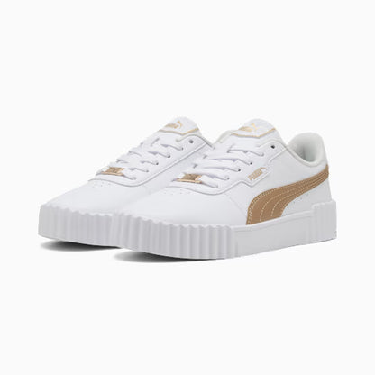 Puma Women's Carina 3.0 Day Night White/Gold Sneakers Shoes