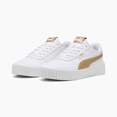 PUMA WOMEN'S CARINA 3.0 METALLIC GLAM WHITE/GOLD SNEAKER SHOES