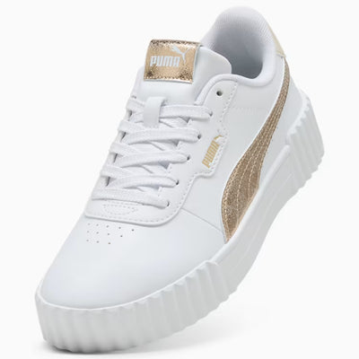 PUMA WOMEN'S CARINA 3.0 WHITE/METALLIC GOLD SNEAKER SHOES