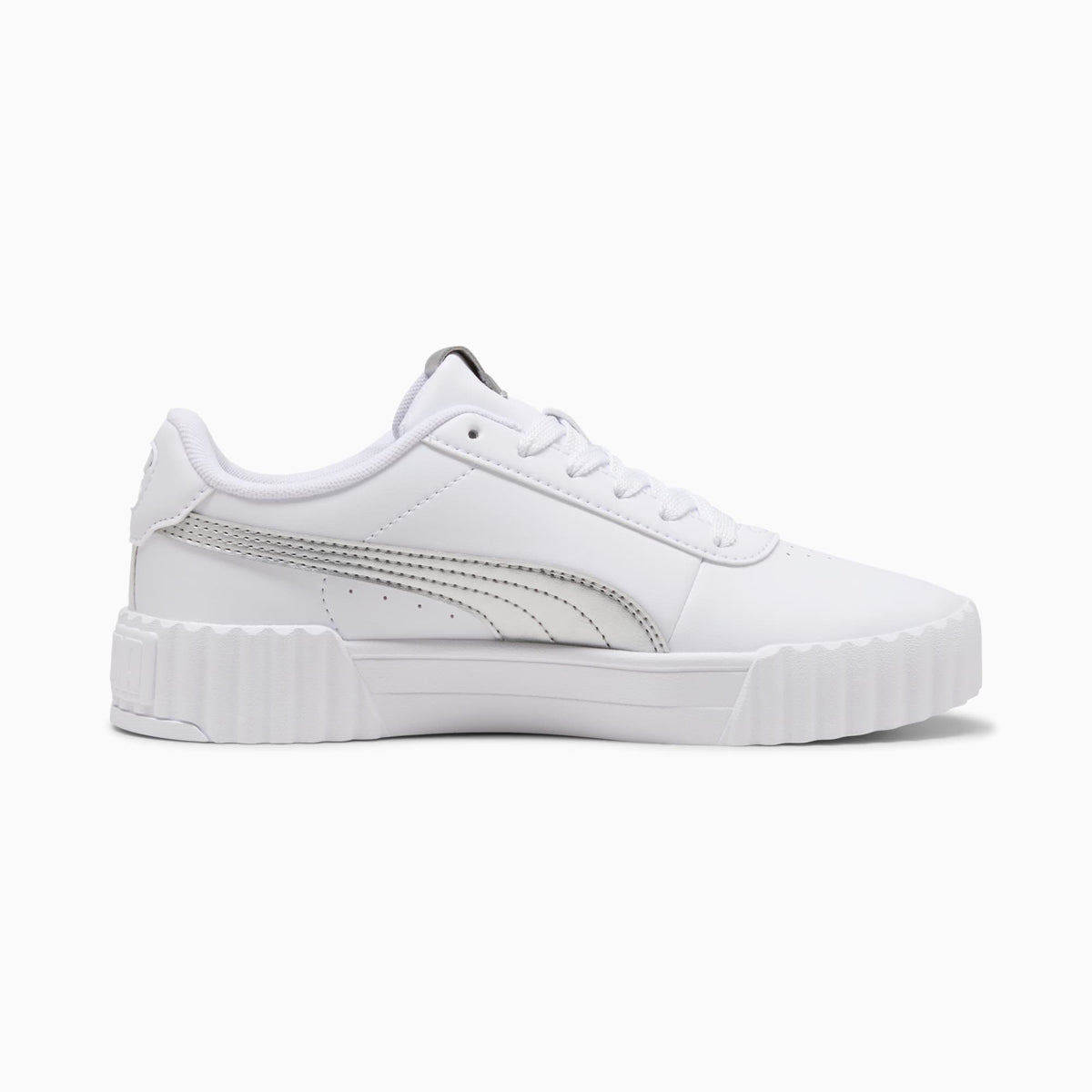 PUMA WOMEN'S CARINA 3.0 METALLIC GLAM WHITE/SLIVER SNEAKER SHOES