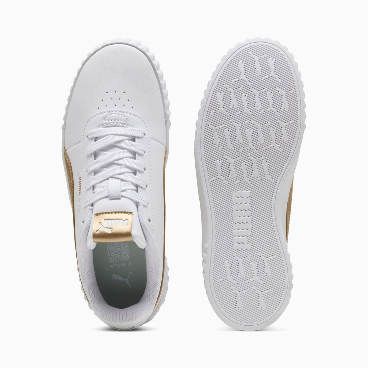 PUMA WOMEN'S CARINA 3.0 METALLIC GLAM WHITE/GOLD SNEAKER SHOES