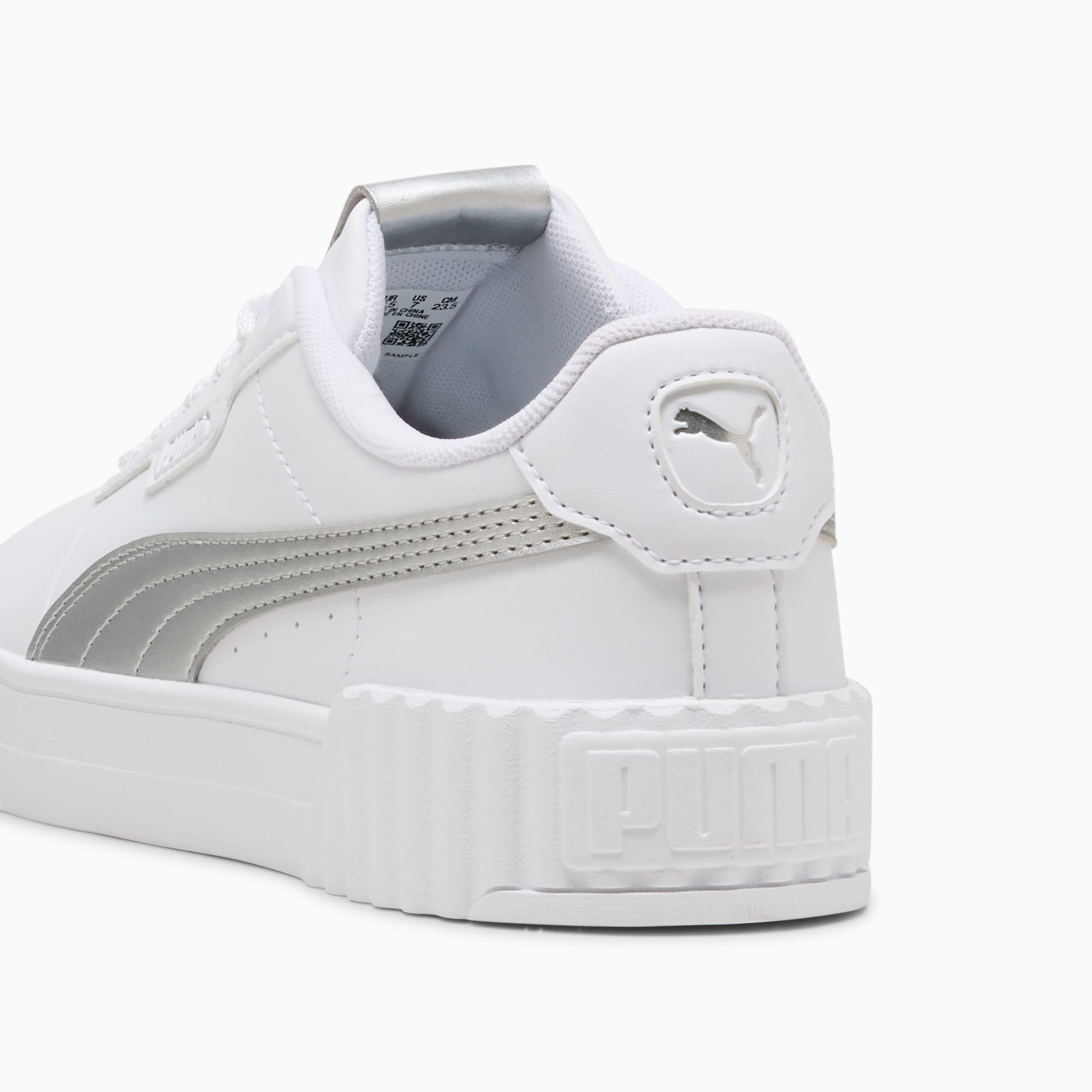 PUMA WOMEN'S CARINA 3.0 METALLIC GLAM WHITE/SLIVER SNEAKER SHOES