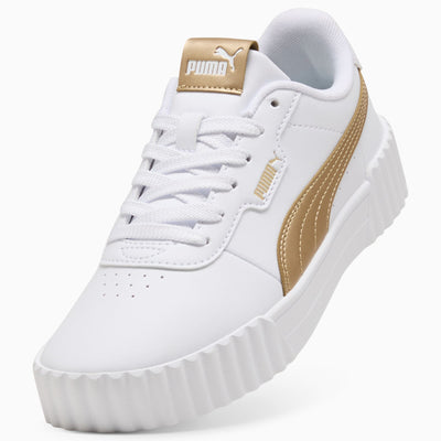PUMA WOMEN'S CARINA 3.0 METALLIC GLAM WHITE/GOLD SNEAKER SHOES