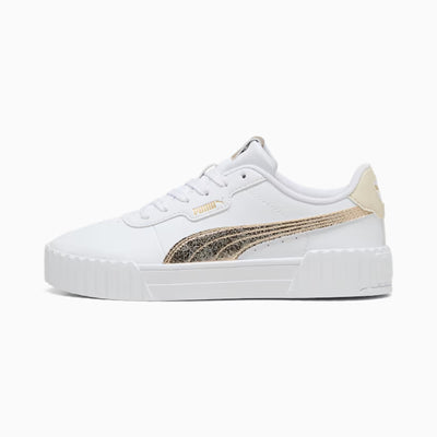 PUMA WOMEN'S CARINA 3.0 WHITE/METALLIC GOLD SNEAKER SHOES