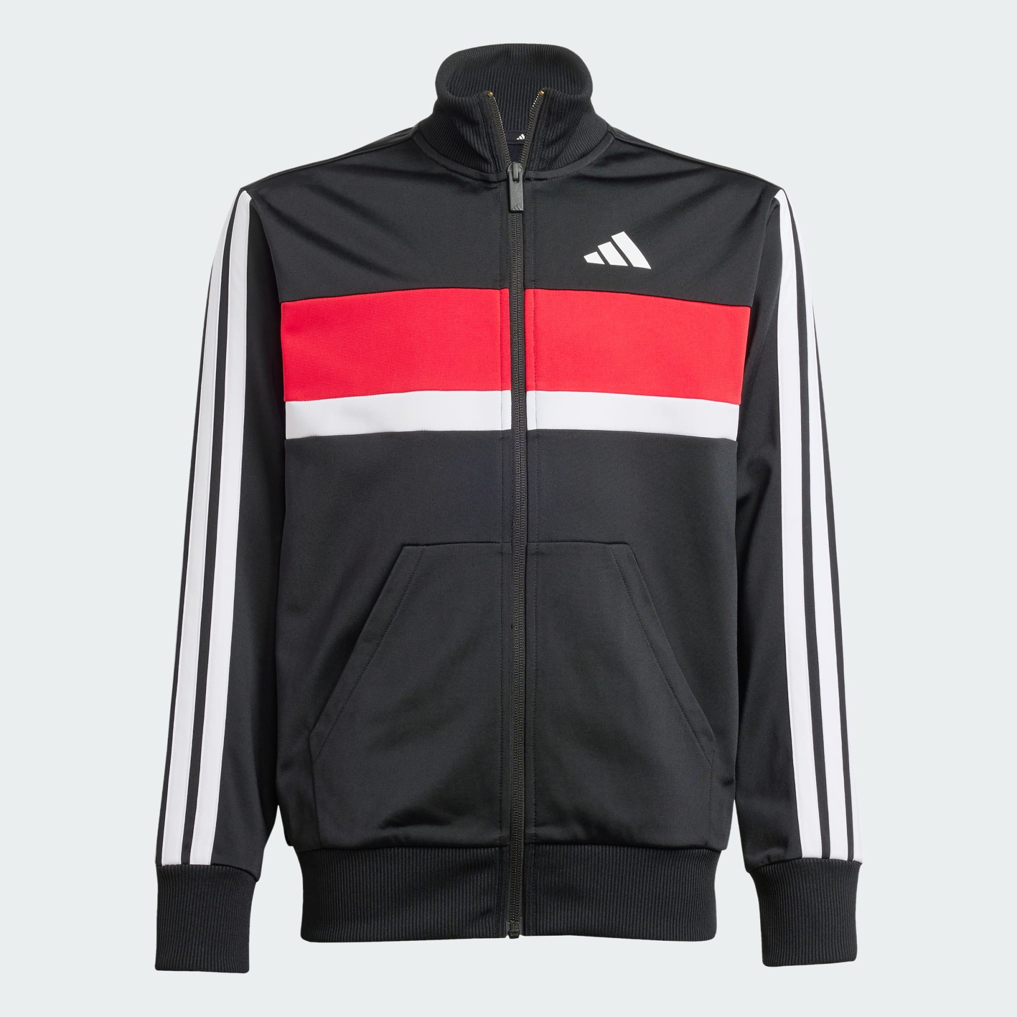 Adidas Kid's Tiberio Tricot 3-Stripes Black/Red Tracksuit Set