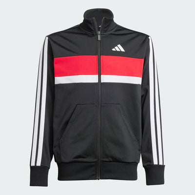 Adidas Kid's Tiberio Tricot 3-Stripes Black/Red Tracksuit Set