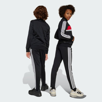 Adidas Kid's Tiberio Tricot 3-Stripes Black/Red Tracksuit Set