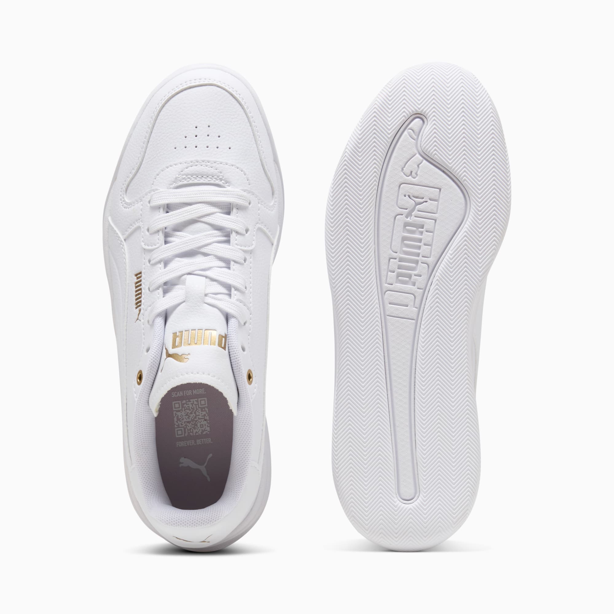 PUMA WOMEN'S COURT BAE WHITE/GOLD SNEAKER SHOES