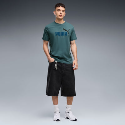 PUME MEN'S ESSENTIALS 2 COLOUR NO. 1 LOGO GREEN TEE
