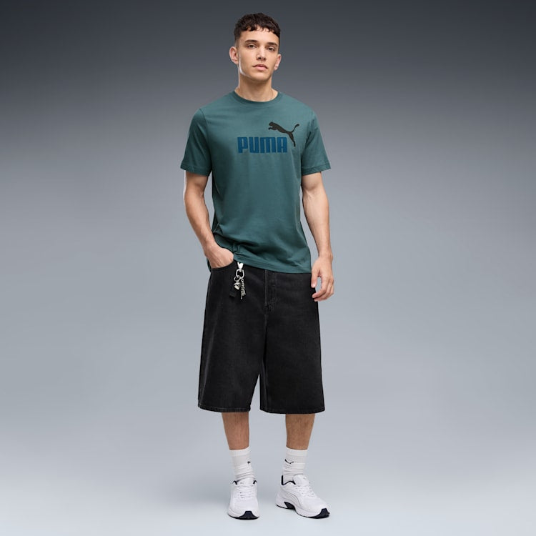 PUME MEN'S ESSENTIALS 2 COLOUR NO. 1 LOGO GREEN TEE