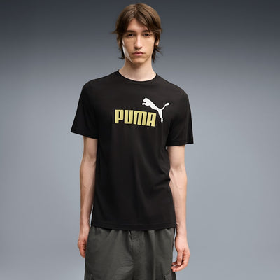 PUMA MEN'S ESSENTIALS 2 COLOUR NO. 1 LOGO BLACK/OLIVE TEE