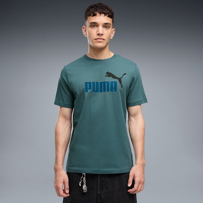PUME MEN'S ESSENTIALS 2 COLOUR NO. 1 LOGO GREEN TEE