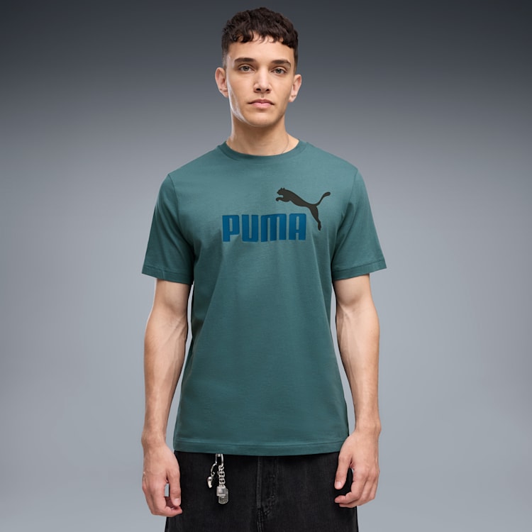 PUME MEN'S ESSENTIALS 2 COLOUR NO. 1 LOGO GREEN TEE