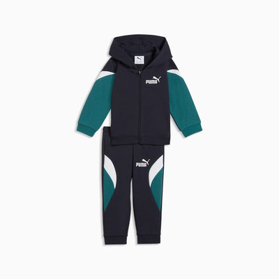 Puma Kid's Essentials Block Full Zip Navy Tracksuit Set