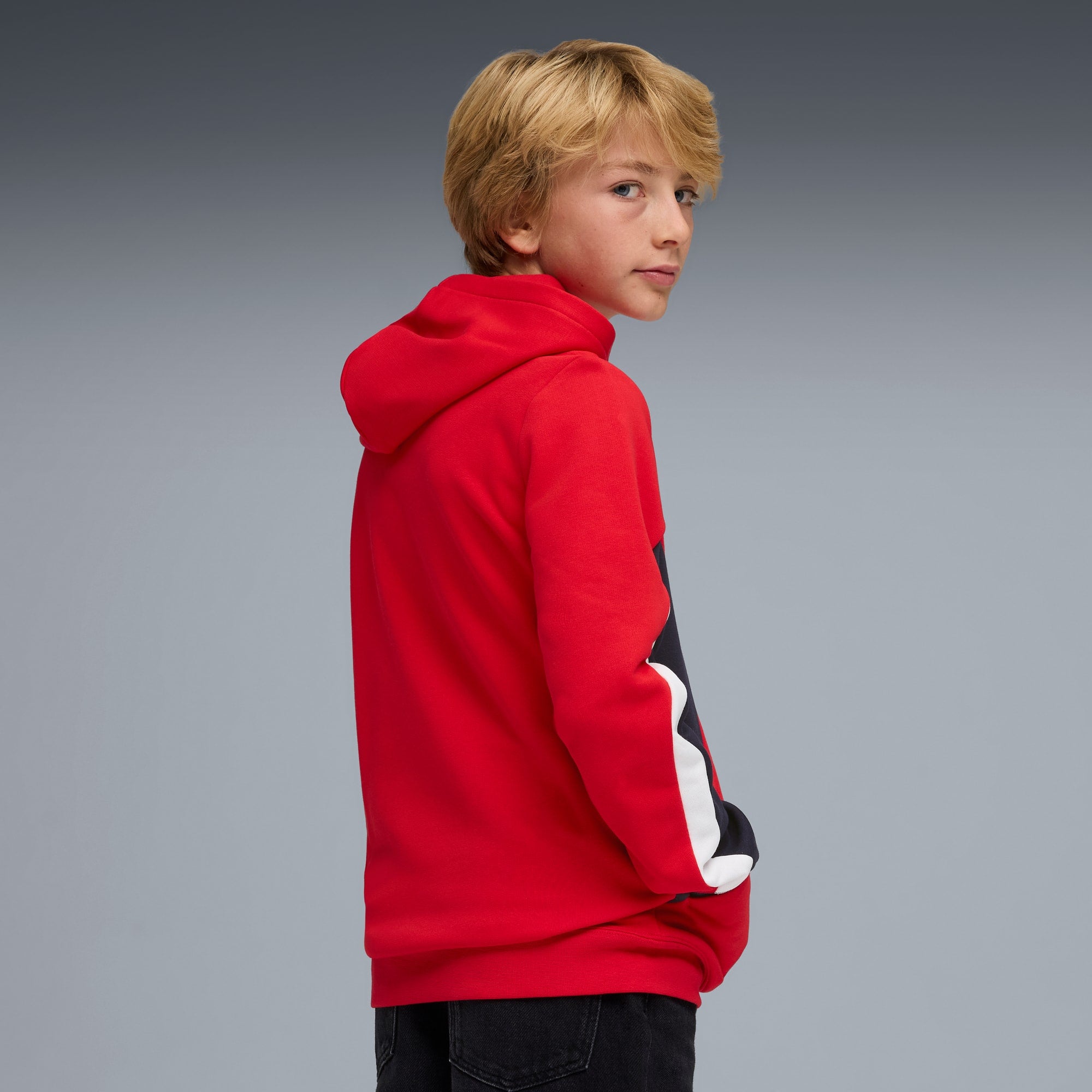Puma Kid's Essentials Block French Terry Red Hoodie