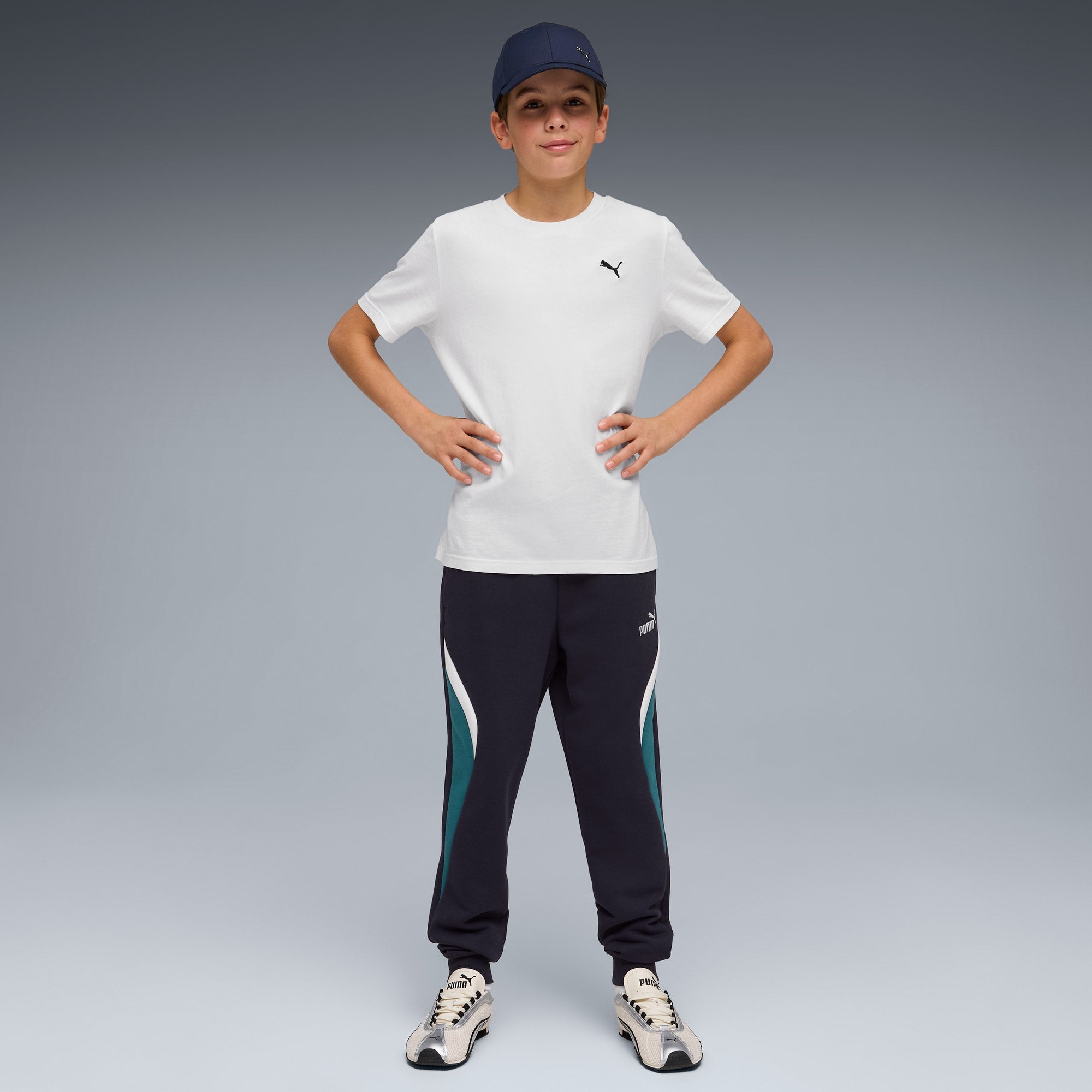 Puma Kid's Essentials Block Navy Trackpants