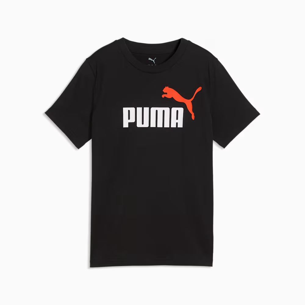 PUMA KID'S ESSENTIALS COLOUR NO. 1 LOGO BLACK/RED TEE
