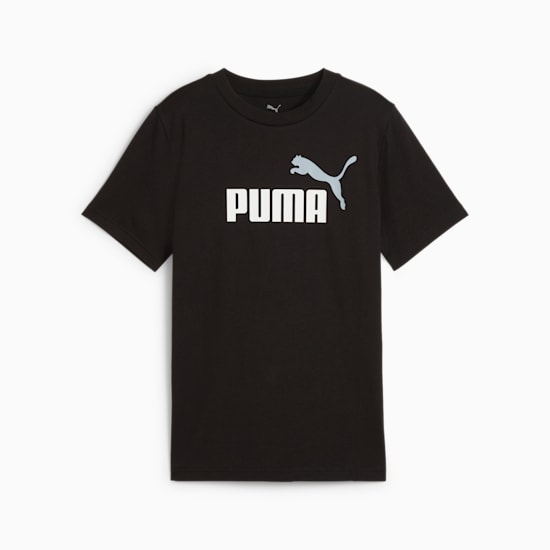 Puma Kid's Essentials 2 Colour Logo Black Tee