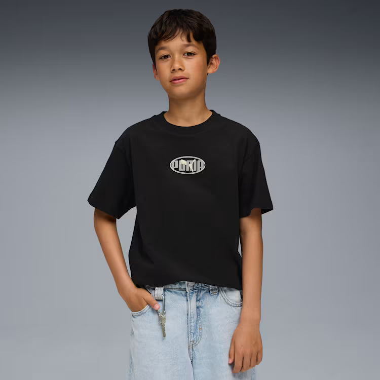 Puma Kid's Essentials Logo Lab Black Tee