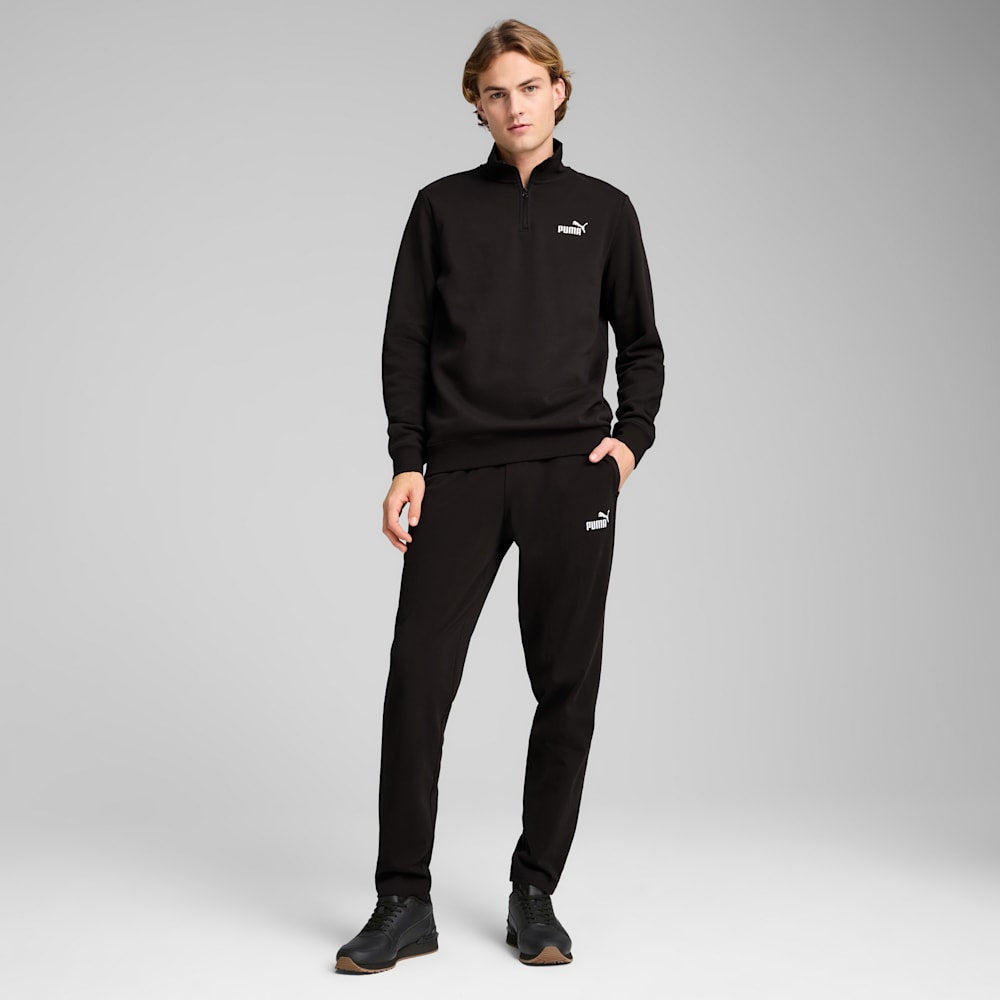 PUMA MEN'S ESSENTIALS NO. 1 LOGO BLACK QUARTER ZIP