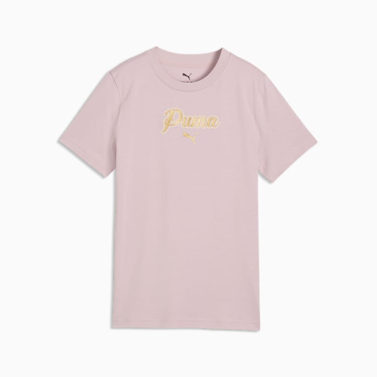 PUMA KID'S ESSENTIALS SCRIPT GLITTER PINK TEE