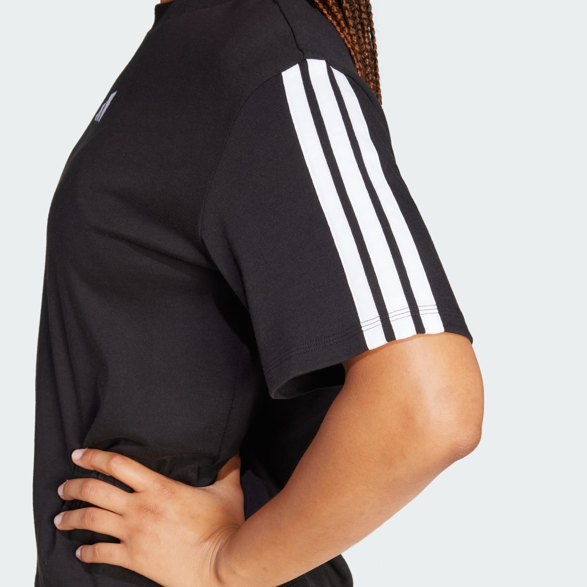 Adidas Women's 3-Stripes Boyfriend Black Tee