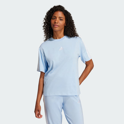 ADIDAS WOMEN'S ESSENTIALS 3-STRIPES BOYFRIEND BLUE TEE