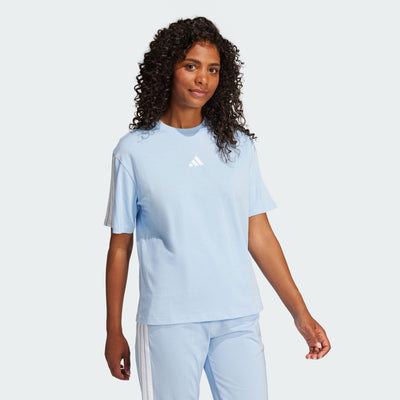 ADIDAS WOMEN'S ESSENTIALS 3-STRIPES BOYFRIEND BLUE TEE