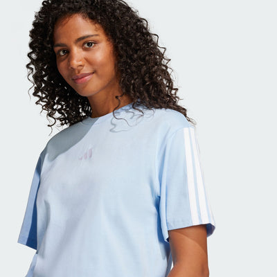ADIDAS WOMEN'S ESSENTIALS 3-STRIPES BOYFRIEND BLUE TEE