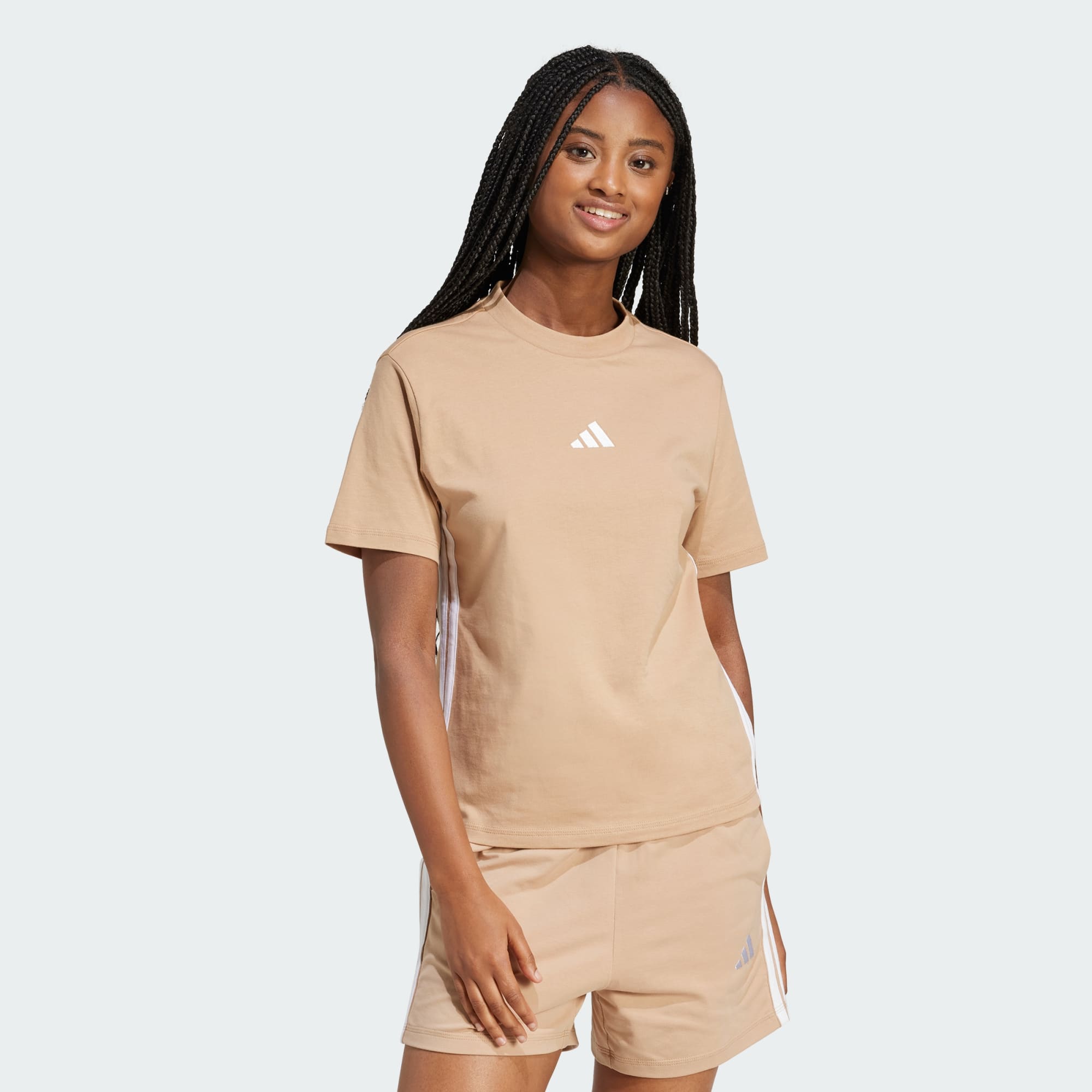 Adidas Women's Essentials 3-Stripes Sandstone Tee