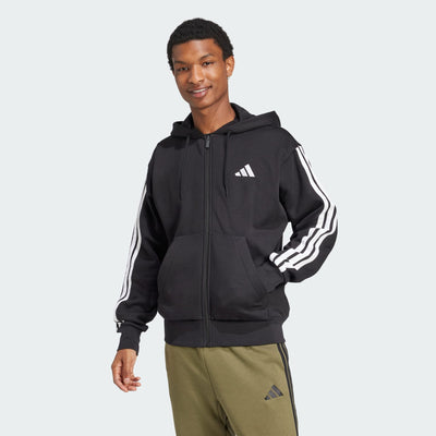 Adidas Men's 3-Stripes Fleece Black Jacket