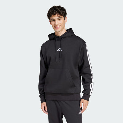 Adidas Men's 3-Stripes Fleece Black Hoodie