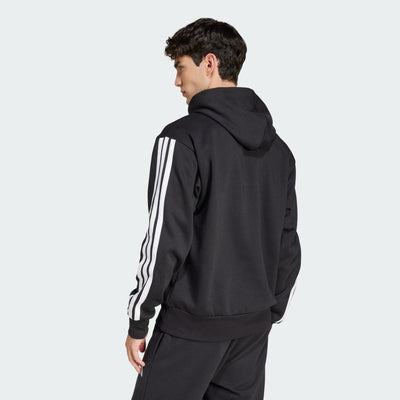 Adidas Men's 3-Stripes Fleece Black Hoodie
