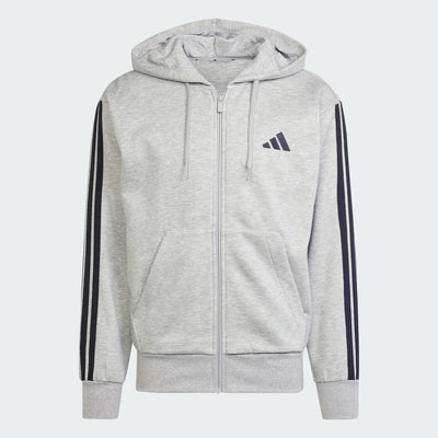 ADIDAS Men's 3 Stripes Fleece Grey Hoodie
