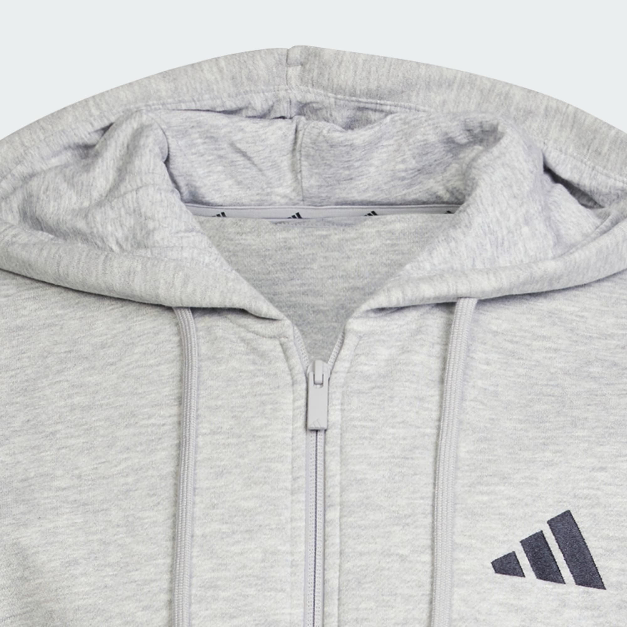ADIDAS Men's 3 Stripes Fleece Grey Hoodie