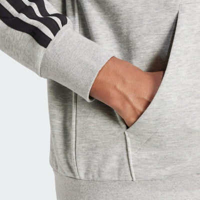 ADIDAS Men's 3 Stripes Fleece Grey Hoodie