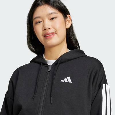 Adidas Women's 3-Stripes Fleece Full Zip Black Jacket