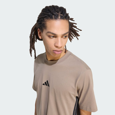 ADIDAS MEN'S ESSENTIALS 3-STRIPES SINGLE JERSEY KHAKI TEE