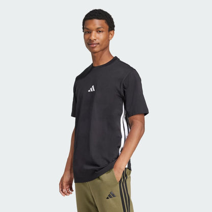 Adidas Men's 3-Stripes Single Jersey Black Tee