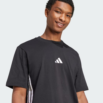 Adidas Men's 3-Stripes Single Jersey Black Tee