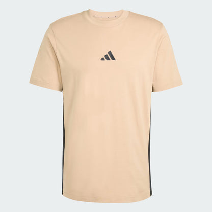Adidas Men's 3-Stripes Small Logo Sandstone Tee