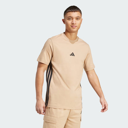 Adidas Men's 3-Stripes Small Logo Sandstone Tee