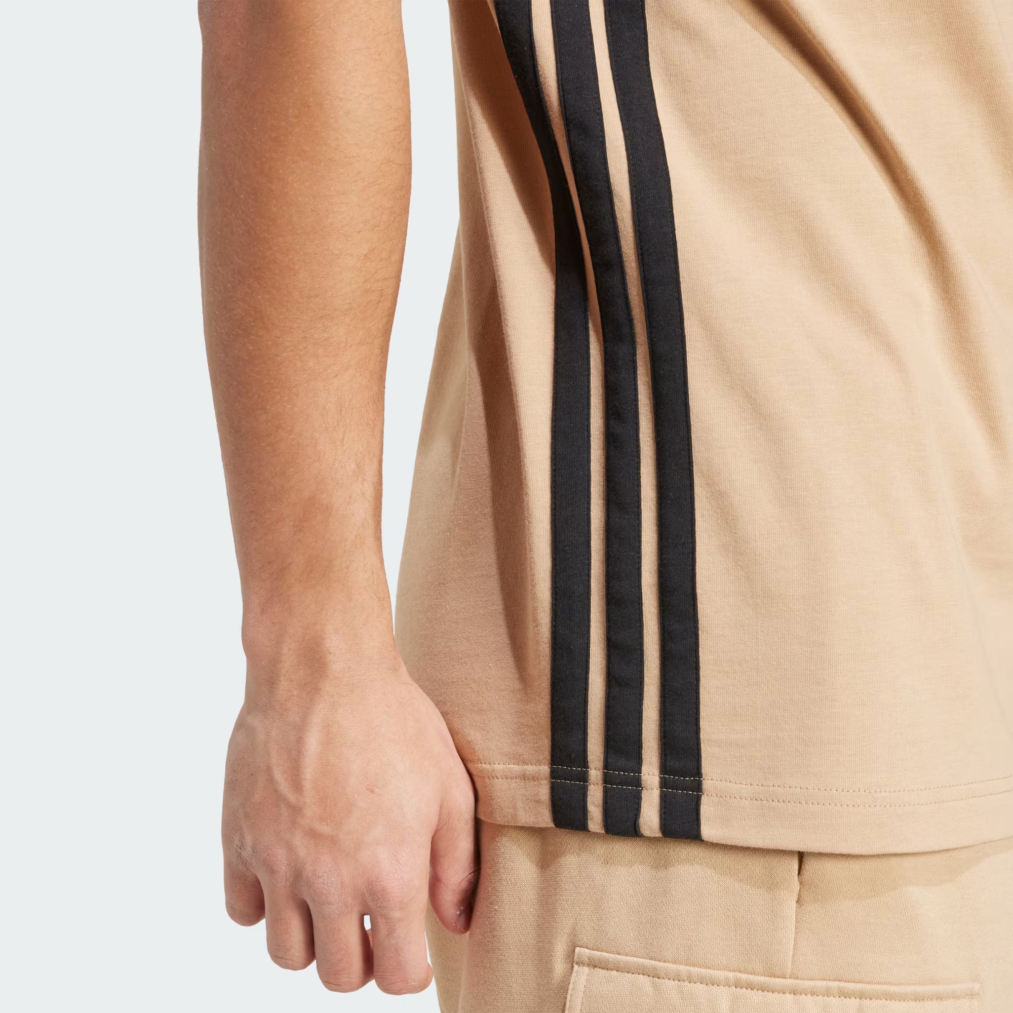 Adidas Men's 3-Stripes Small Logo Sandstone Tee