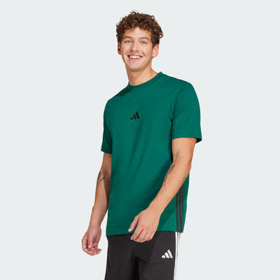 ADIDAS MEN'S ESSENTIALS 3-STRIPES SINGLE JERSEY GREEN TEE