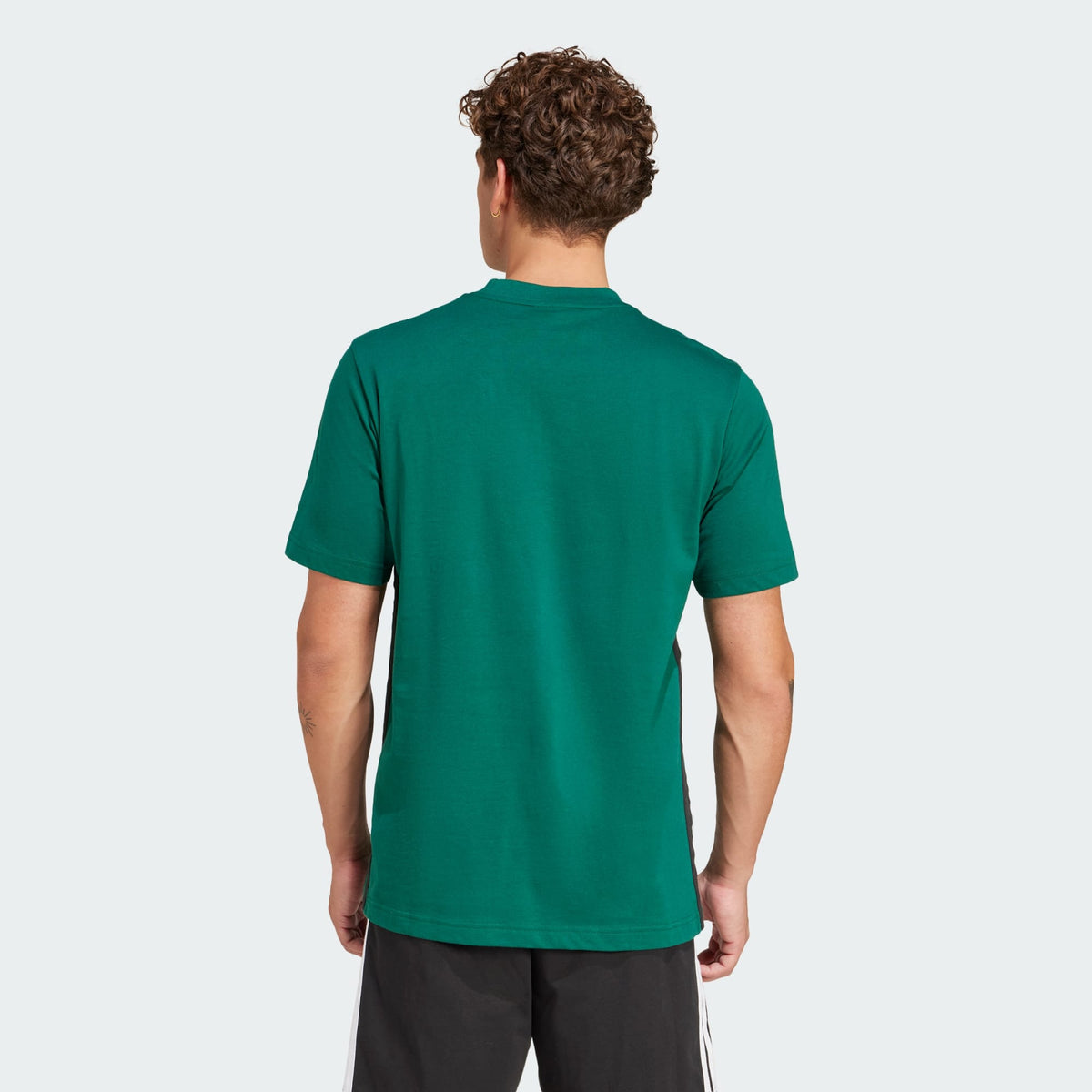 ADIDAS MEN'S ESSENTIALS 3-STRIPES SINGLE JERSEY GREEN TEE