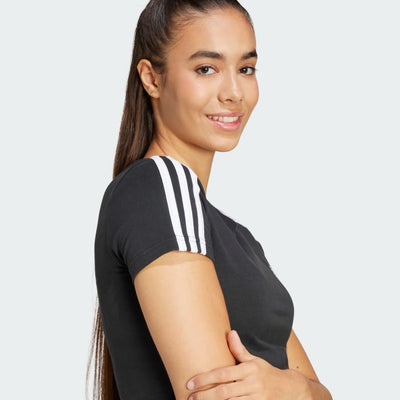 Adidas Women's Essentials 3s Black Baby Tee