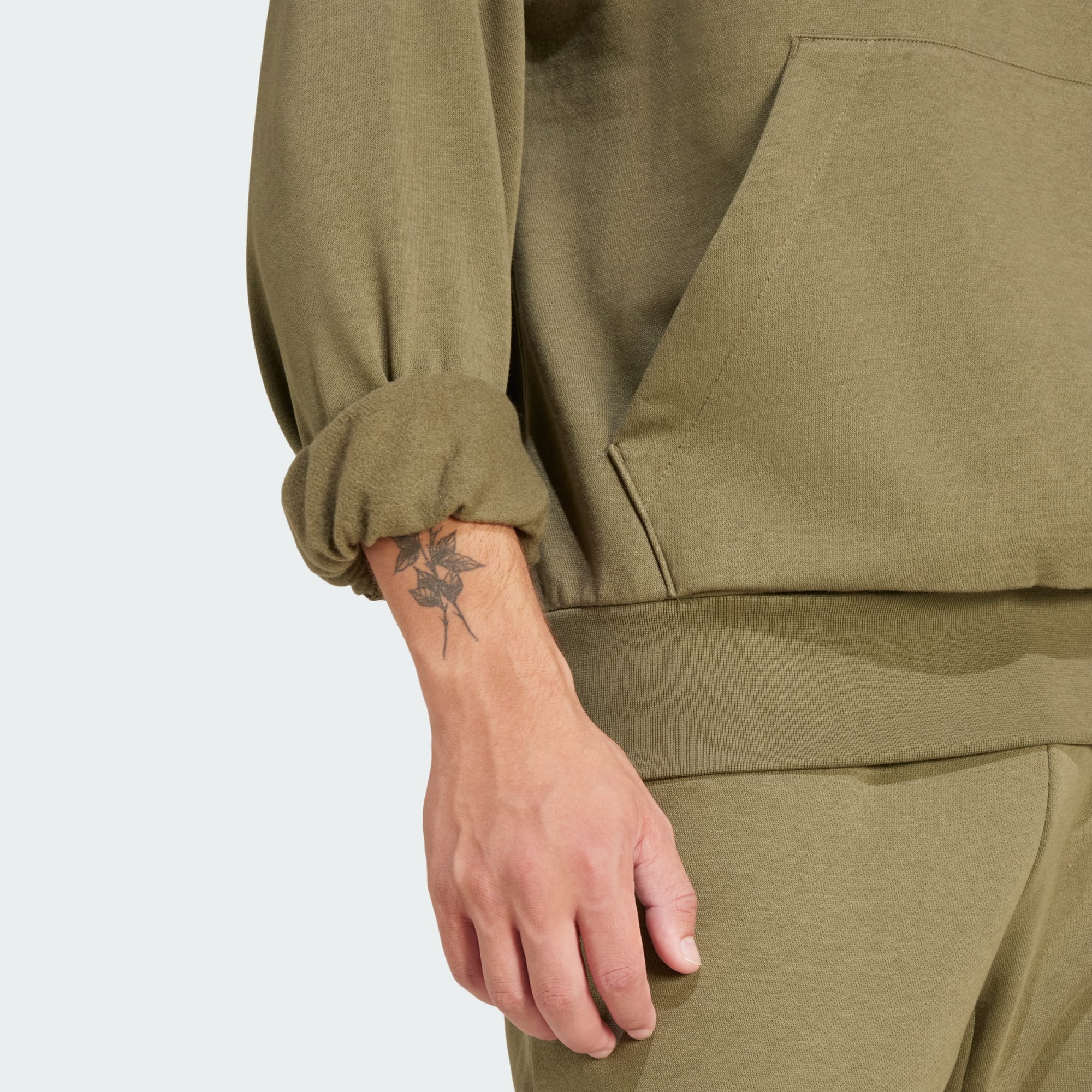 ADIDAS MEN'S FEELCOZY FLEECE OLIVE HOODIE