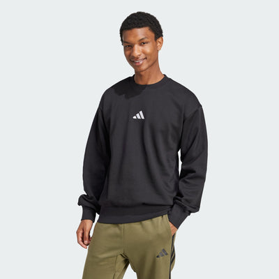 Adidas Men's Feelcozy Fleece Crew Black Sweatshirt