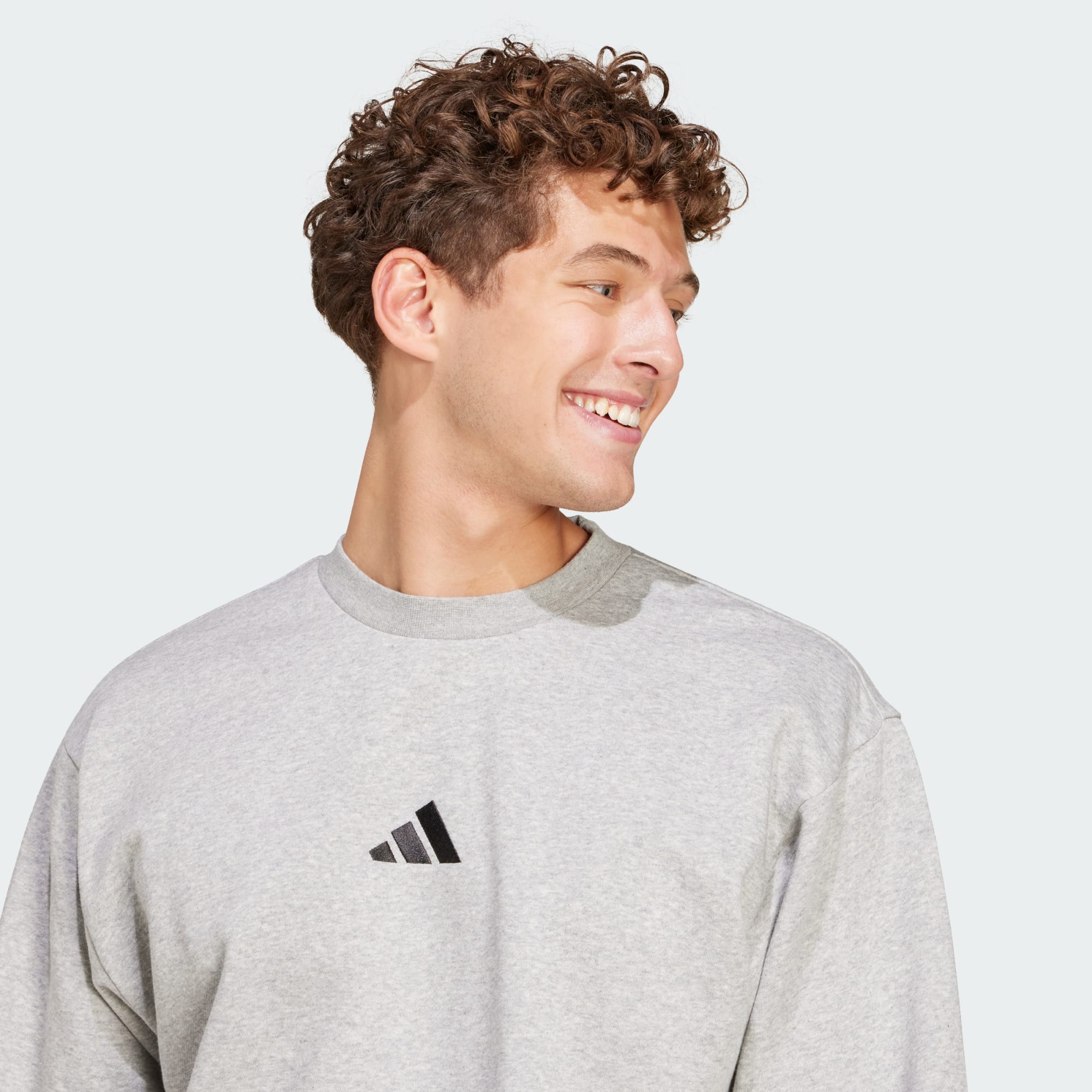 Adidas Men's Essentials Feelcozy Fleece Grey Sweatshirt