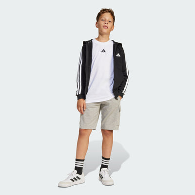 Adidas Kid's 3-Stripe Full Zip Fleece Black Jacket